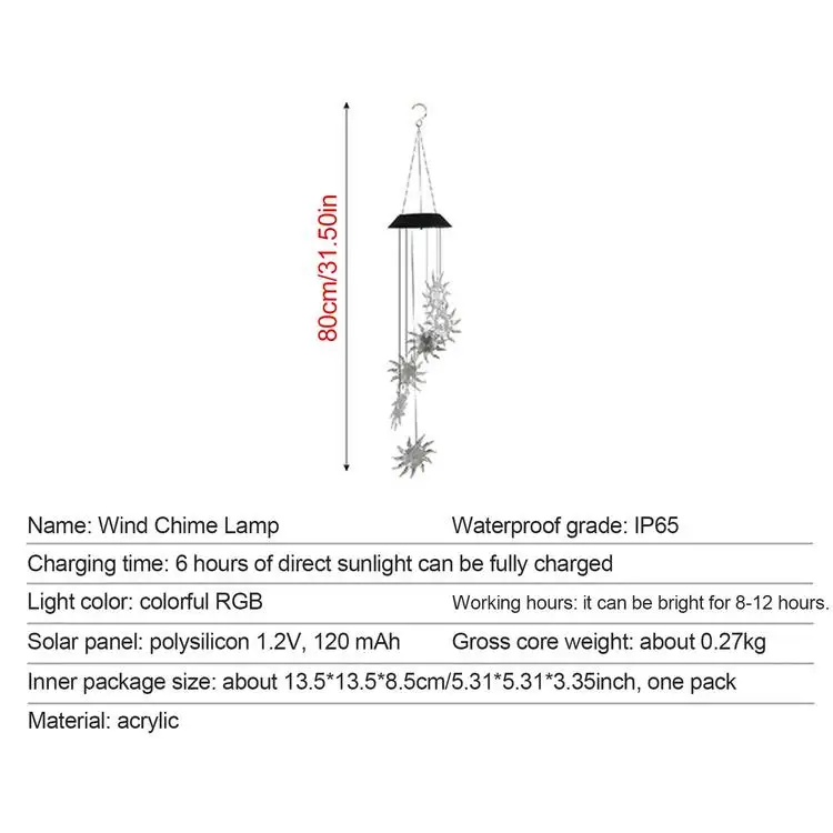 

Wind chime lamp solar holiday decoration wind chime lamp outdoor solar wind chime lamp black cover villa lighting tool