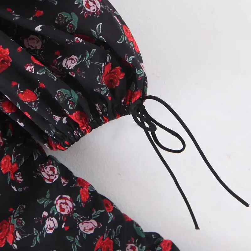 Женское мини-платье с рукавами-фонариками HiloRill Вечерние Платья цветочным узором