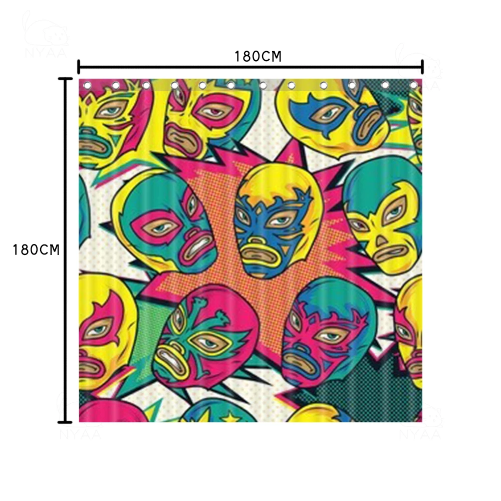 Занавески для ванной 4 шт. яркие водонепроницаемые с изображением мексиканского