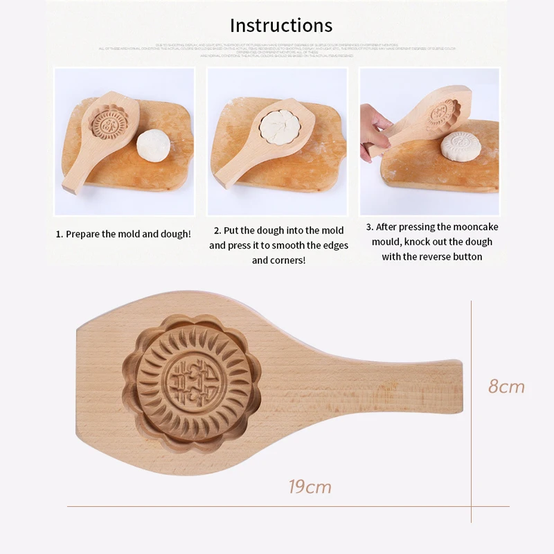 

Wooden Mooncake Mold Cookies Mold 3D Flowers Fondant Pastry Cake Molds DIY Mooncake Decorating Tools Kitchen Baking Accessories