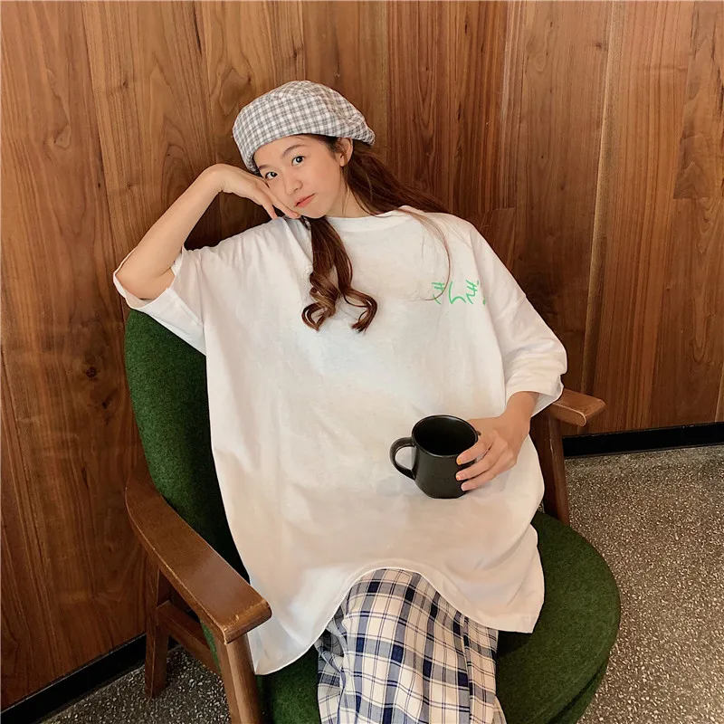 

2021 Korean Version Of The New Printed Half-Sleeve Casual Round Neck Loose T-Shirt Women's Short-Sleeved Top