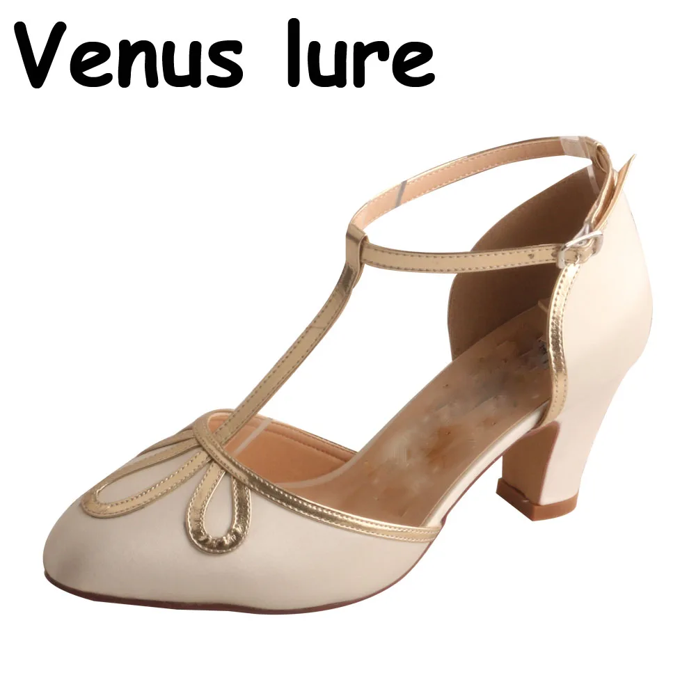 

Venus lure Womens Closed Toe t Strap Shoes for Wedding Block Heel 7CM