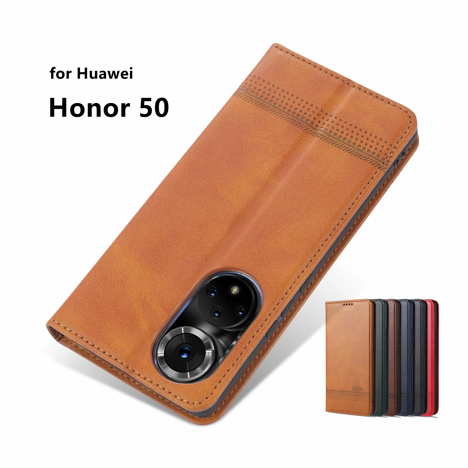 

Deluxe magnetic adsorption leather case for Huawei Honor 50 Pro flip cover wallet protective case capa fundas