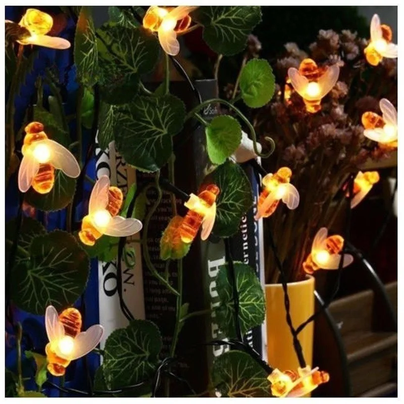 Сказочная гирлянда с пчелами садовый шнурок сделай сам питанием от