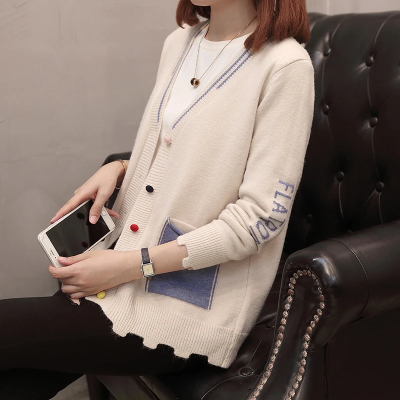 Женский свободный кардиган размера плюс теплый тонкий вязаный в Корейском стиле