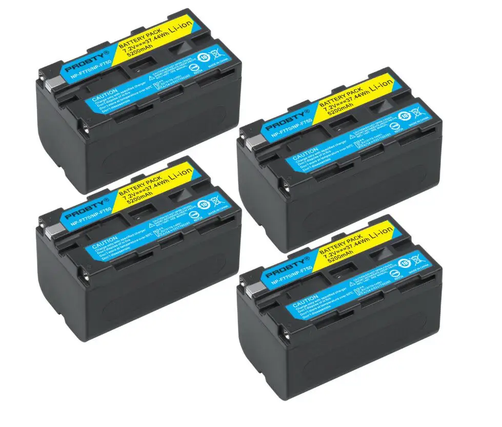 4 Pcs Battery 5200 мА/ч, NP-F770 NP-F750 NP F770 np f750 NPF770 750 Батарея+ светодиодный USB Зарядное устройство для sony NP-F550 NP-F770 NP-F750 F960 F970 - Цвет: 4 Pcs Battery