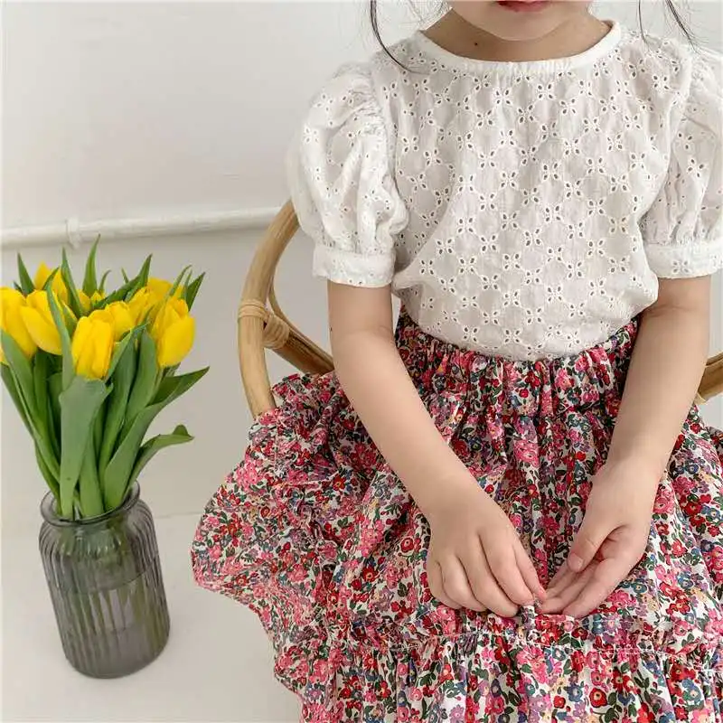 Летняя коллекция 2020 года корейские рубашки для девочек с вырезами хлопковый топ