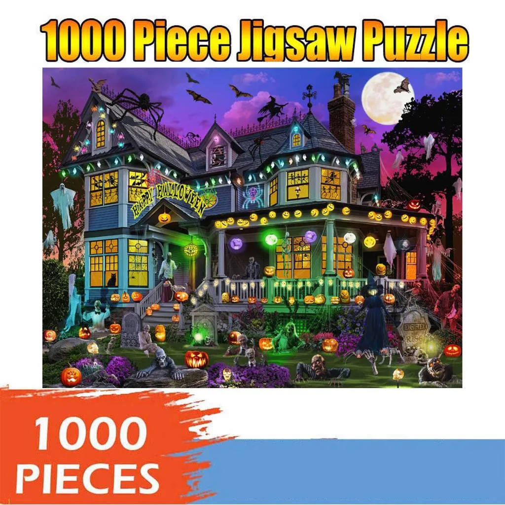 

Большой пазл 75*50 см 1000, бумага, обучающая игрушка, подарок, украшение для спальни, наклейки на Хэллоуин, Рождество, для взрослых и детей, лучши...