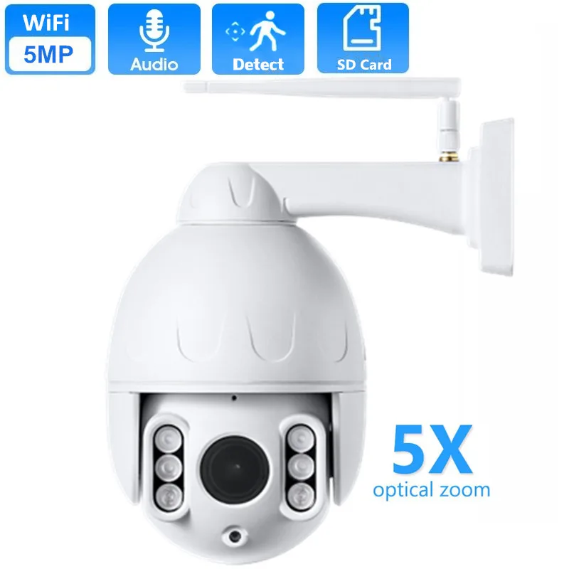 

5MP PTZ Wifi IP Camera 1080P Outdoor 5X Zoom Security CCTV Camera Motion Detection Alarm Recording Audio 2MP P2P Wireless Camera