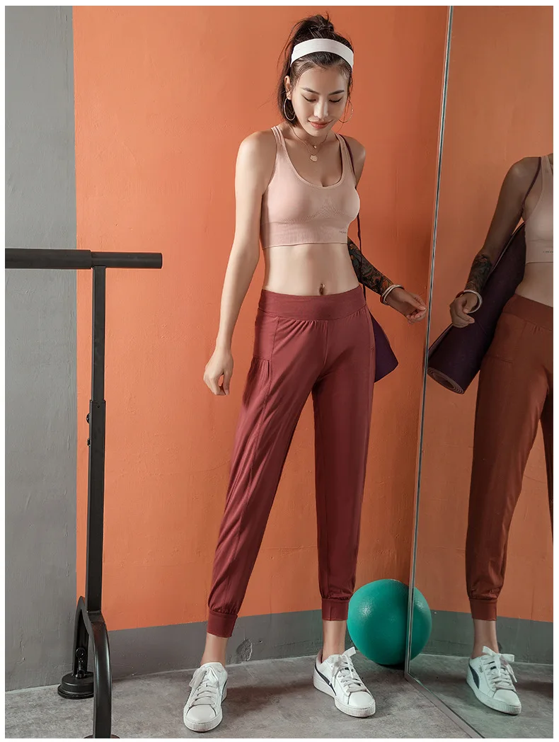 Loose Beam Foot Gym Sweatpants Women Quick-drying High Waist Sports Yoga Trousers Workout Fitness Gym Athletic Pants Running
