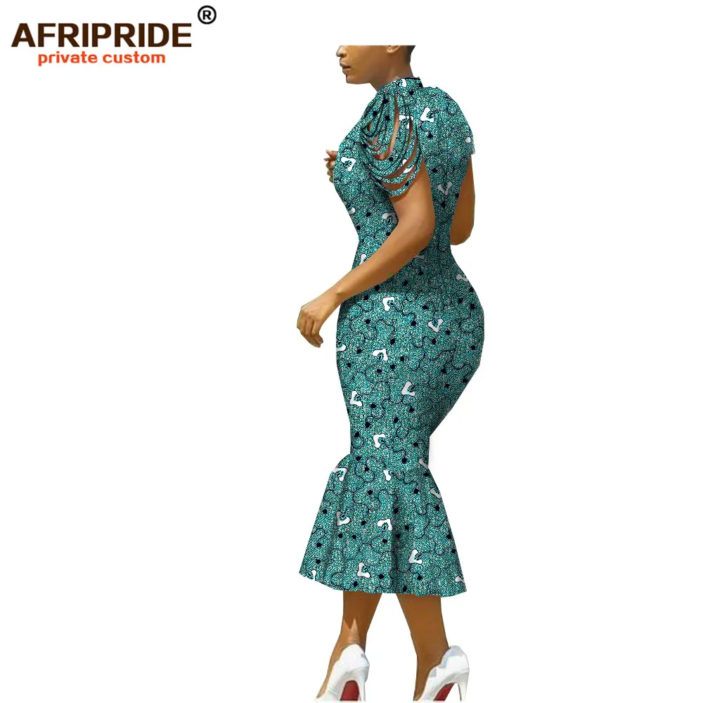 Afripride, африканские платья для женщин, сделанные на заказ, открытые рукава, длина до середины икры, женское Хлопковое платье-труба A1825099 - Цвет: 556J