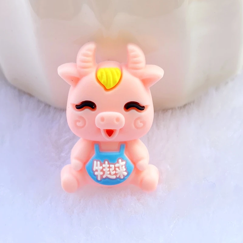 20 шт./лот симпатичная ПВХ мультяшная резина для крупного рогатого скота с плоским