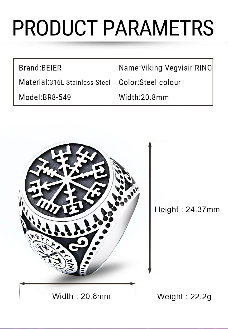 Байер 316L Нержавеющая сталь мужские Nordic языческие Трискеле руля трепет Aegishjalmur Viking волшебный фон с изображением нотного стана и рунические кольцо амулет BR8-549