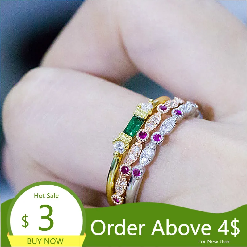 Женское кольцо из циркония Visisap Винтажное цвета желтого золота с голубым