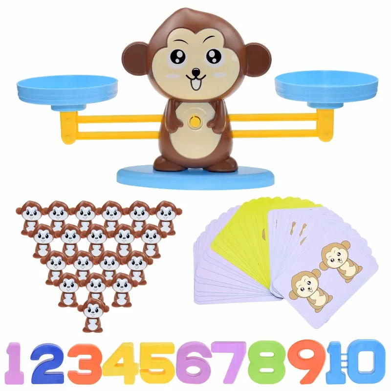 Математическая игрушка Монтессори цифровая обезьяна весы развивающие