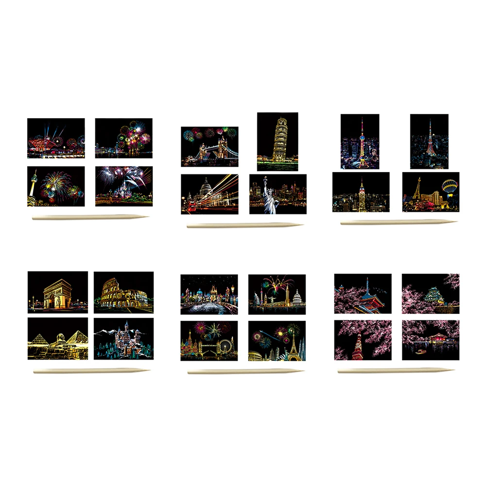 4 шт. волшебная цветная доска для рисования бумага выскабливания детей обучения