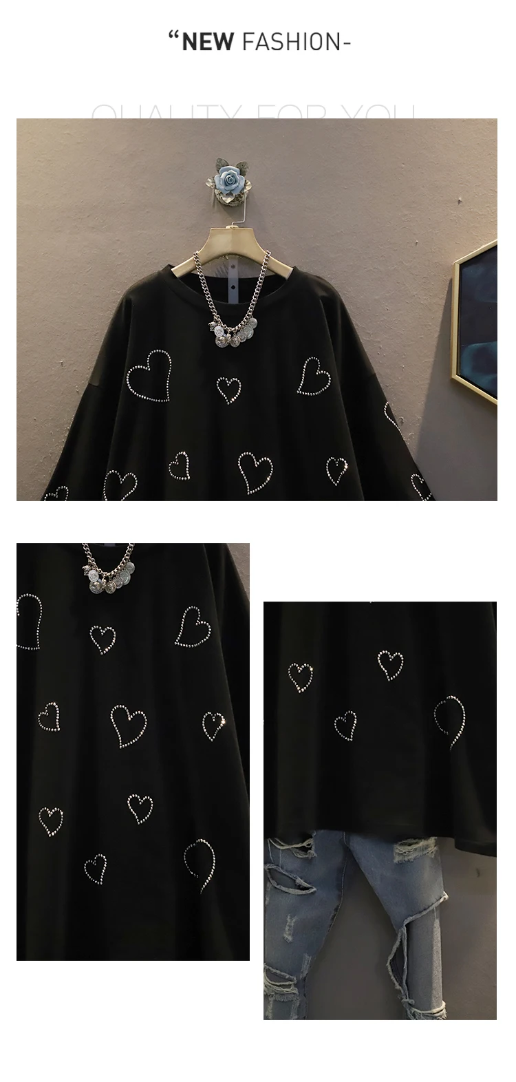 

Vefadisa Fashion Diamonds Love Pattern T-shirt Women 2021 Summer Print Female T-shirt Plus Size Short Sleeve T-shirt QYF5664