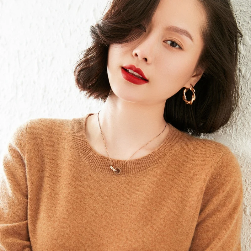 

20Colors Women Sweater and Pullovers 100% Goat Cashmere Knitting Soft and Warm Oneck Jumpers Female Winter New Arrival Sweaters