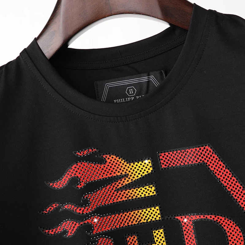 

2021 new tide brand PP male mounted scald skeletons pyrophoric male Plein trimmed short sleeve T-shirt half sleeve tops ins