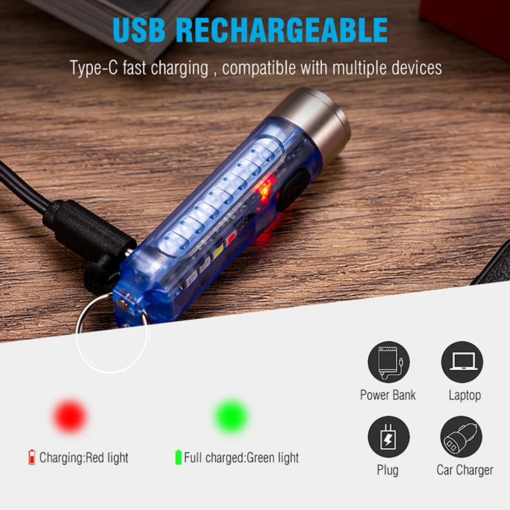 구매 미니 LED 손전등 5 모드 3 조명 소스 자기 작업 빛 USB 충전식 손전등 방수 토치 자외선