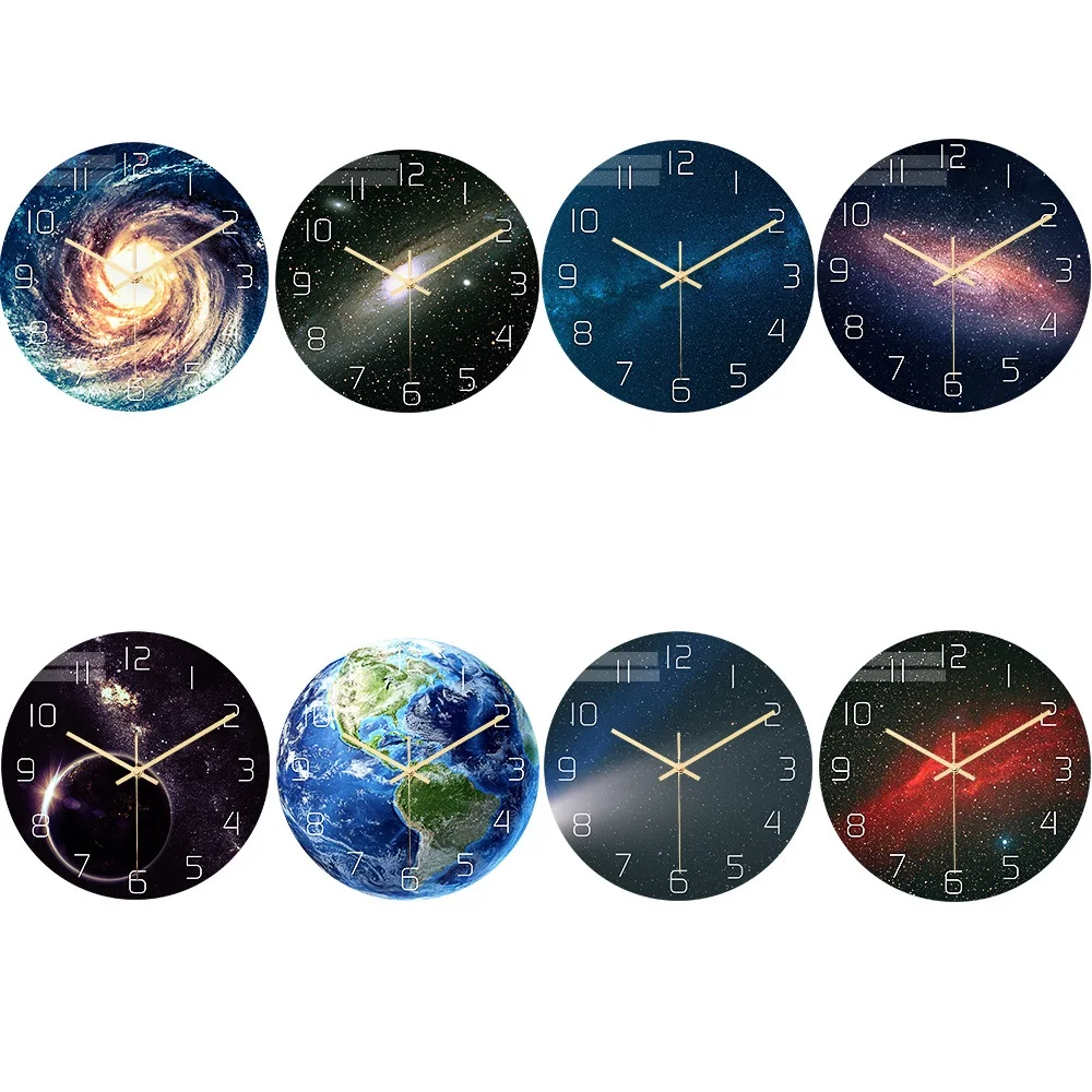 Круглые Настенные часы с изображением звездного неба домашний декор кварцевые