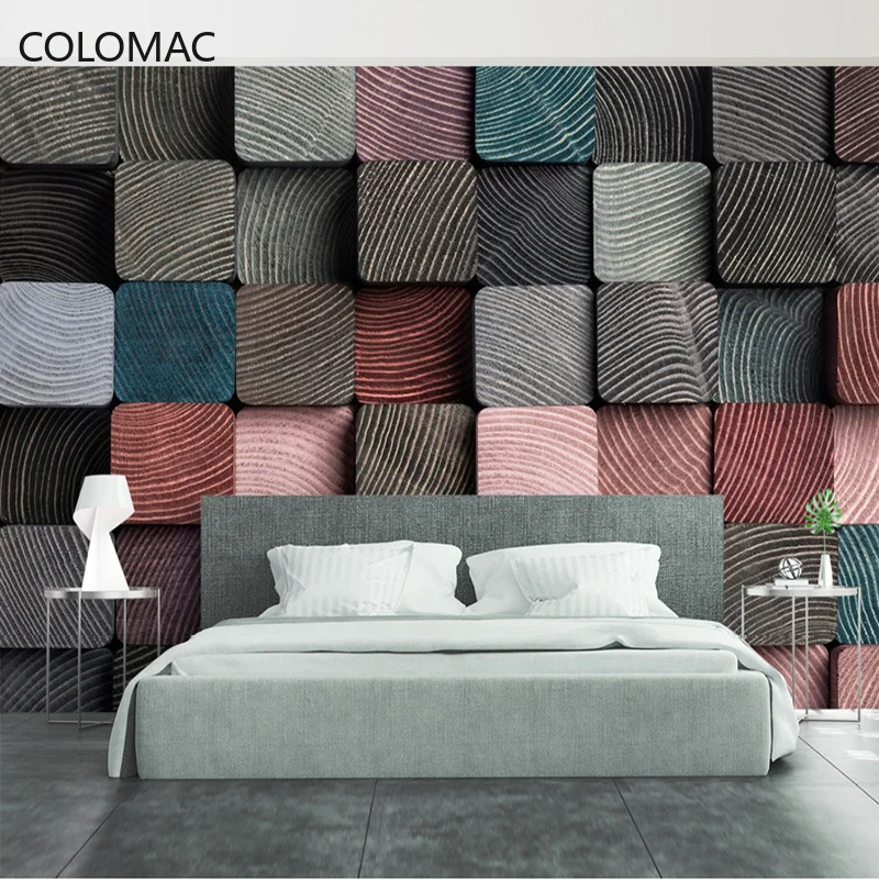 

Colomac Custom 3D Checkered Wood Grain Yarn Ball Wallpaper Nordic Bedroom Background Mural Wall Decorations Dropshipping