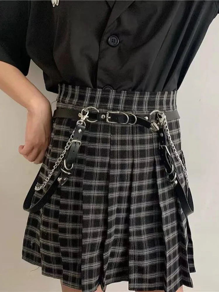 Женский ремень с цепочкой Goth PJ438 кожаный женский корсет в стиле панк модный
