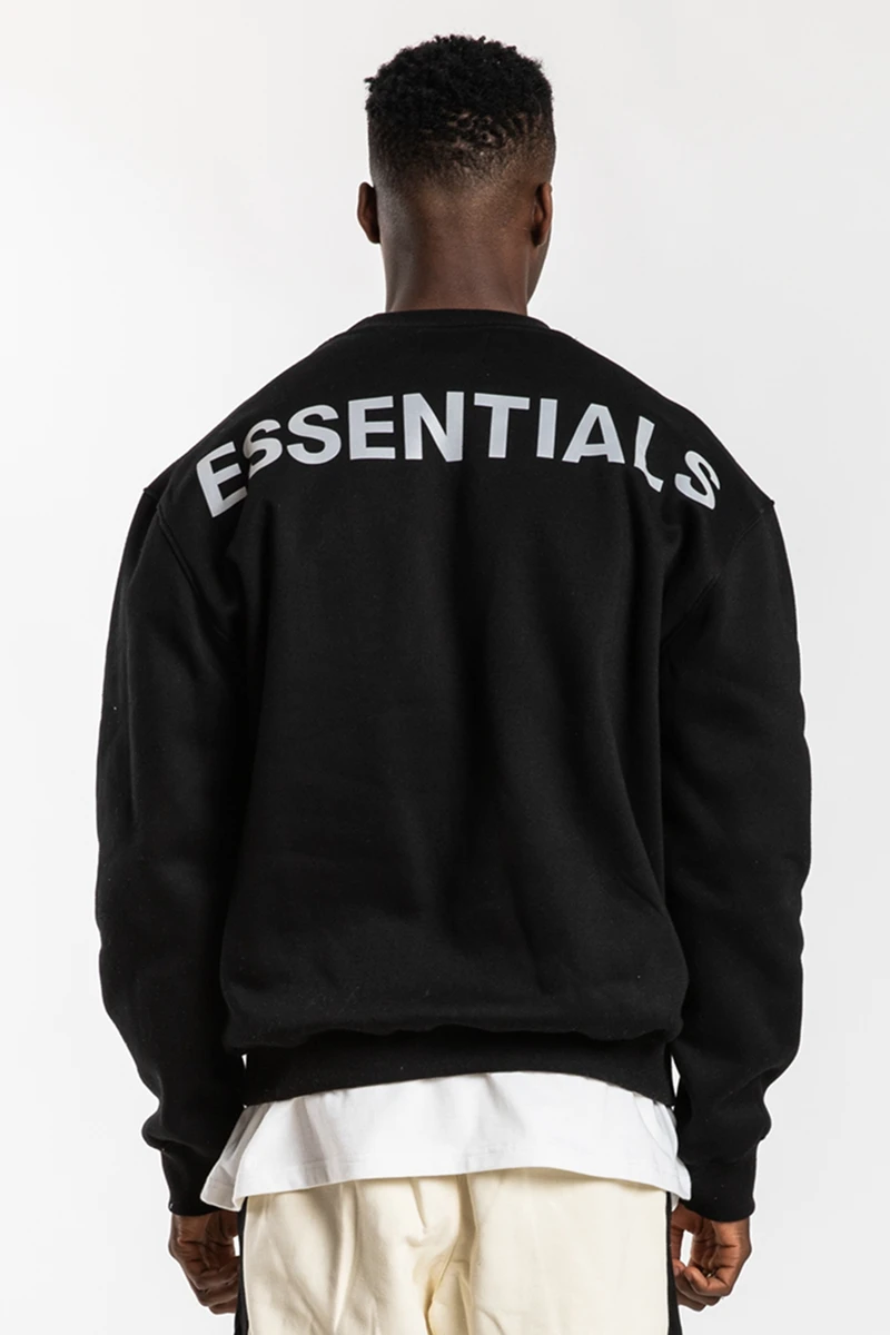 

Reflective letter embroidered Crew Neck Sweater men's top loose Pullover