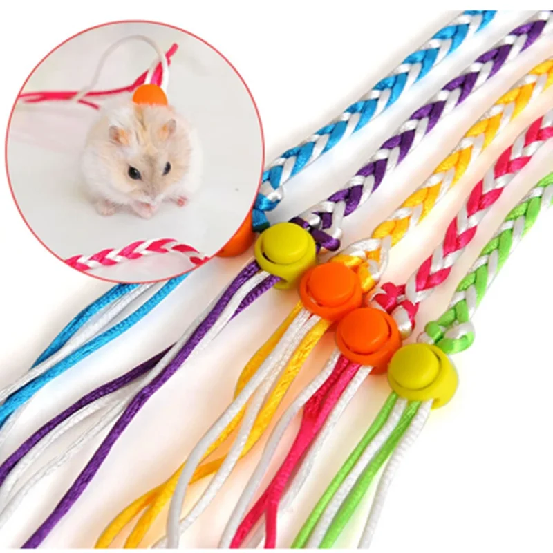 

Adjustable Pet Hamster Leash Harness Rope with Bells Gerbil Cotton Rope Harness Lead Collar for Rat Mouse Hamster Pet Cage Leash