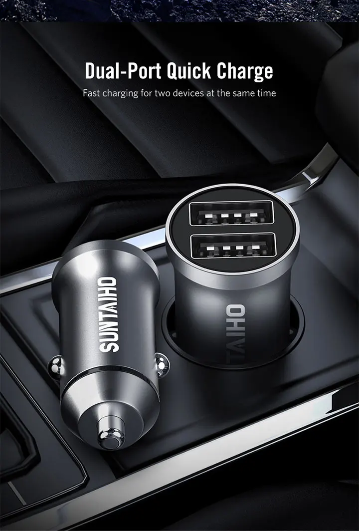 Suntaiho Mini 12-24 в двойной usb порт автомобильное зарядное устройство Быстрая зарядка мобильного телефона автомобильное зарядное устройство для Iphone 7 7 plus SE для samsung S6 S5