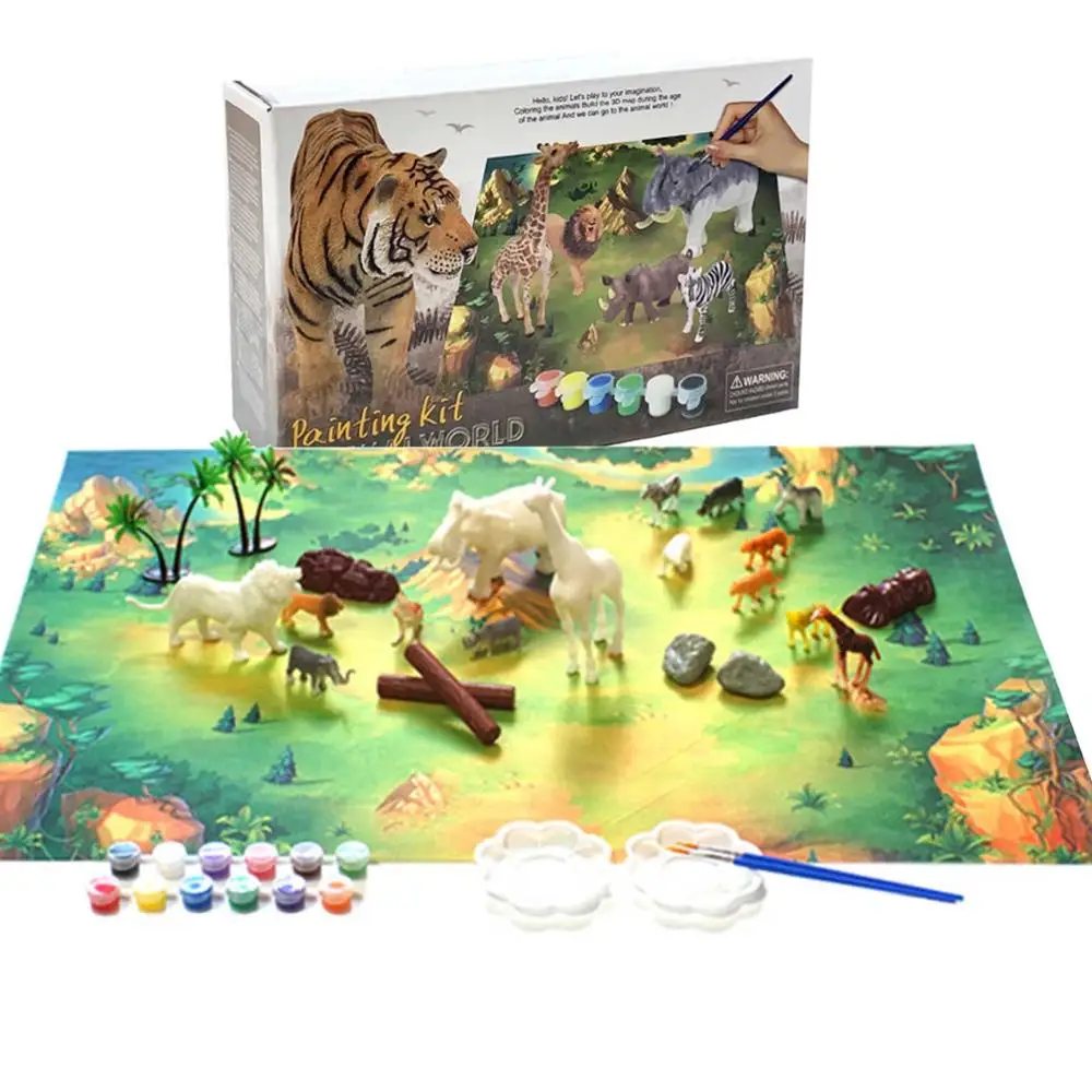 Набор для рисования новорожденных животных с игровым ковриком животные