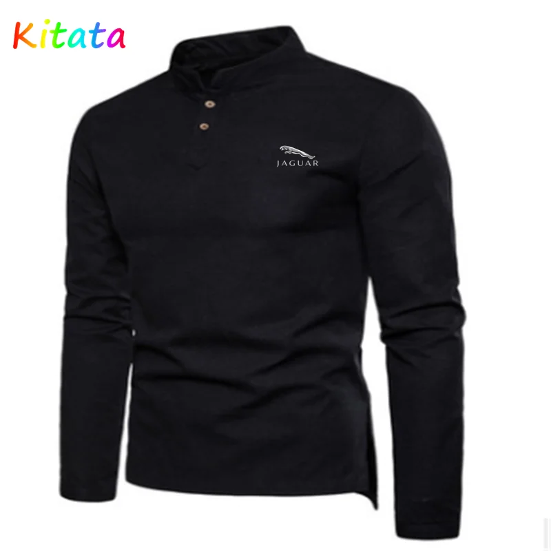 

2021Jaguar New Men Casual Long-Sleeved T-Shirt Retro Style High-Quality Cotton Long T-Shirt Fashion All-Match Pullover Sweater