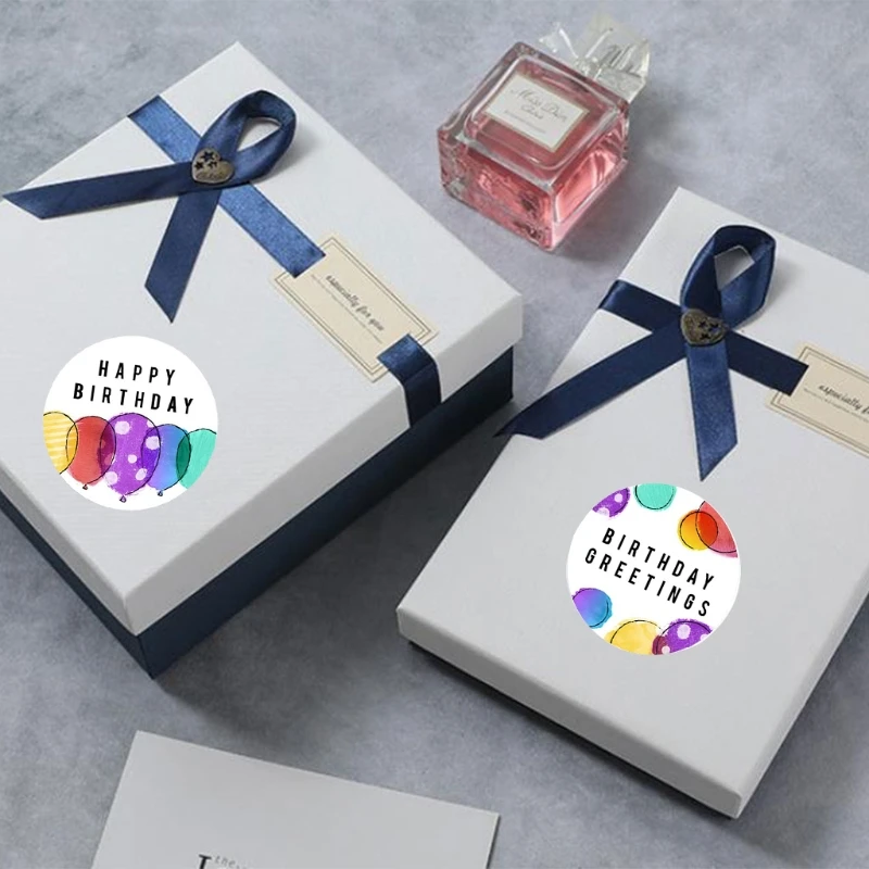 

2021 New 500pcs Happy Birthday Stickers Greetings Round Seal Labels for Party Gift Packaging Scrapbooking Cards Decoration