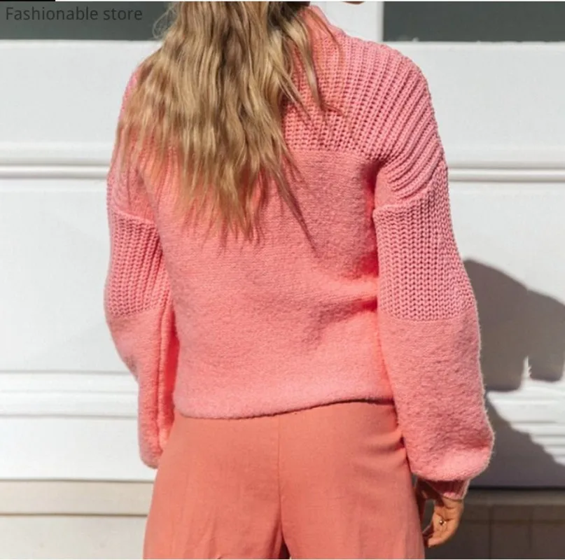 

Women Autumn Winter Long Sleeve Sweater Solid Color Round Neck Fashion Casual Top