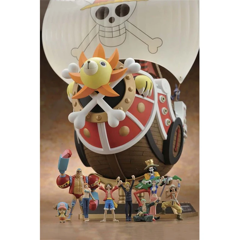 

Anime ONE PIECE Bandai Original Thousand Sunny Monkey D Luffy Roronoa Zoro PVC Movie Assembly Model In-stock Ltems