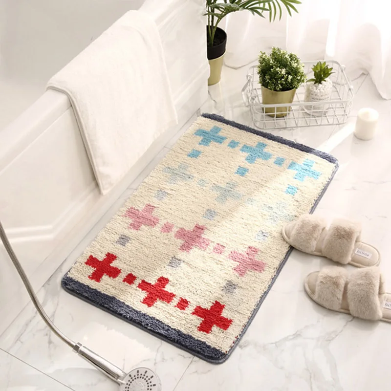 

Rectangle Home Bathroom Non-Slip Stripe Floor Mats Geometric Floor Mats Home Entrance Door Kitchen Water Absorption Door Mats
