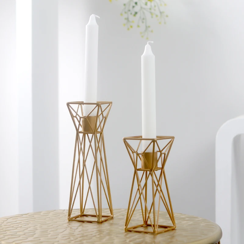 

Nordic Metal Diy Candle Holder Column Luxury Geometric Pillar Candlestick Gold Coffee Table Candelabros Tealight Holder ZZ50ZT