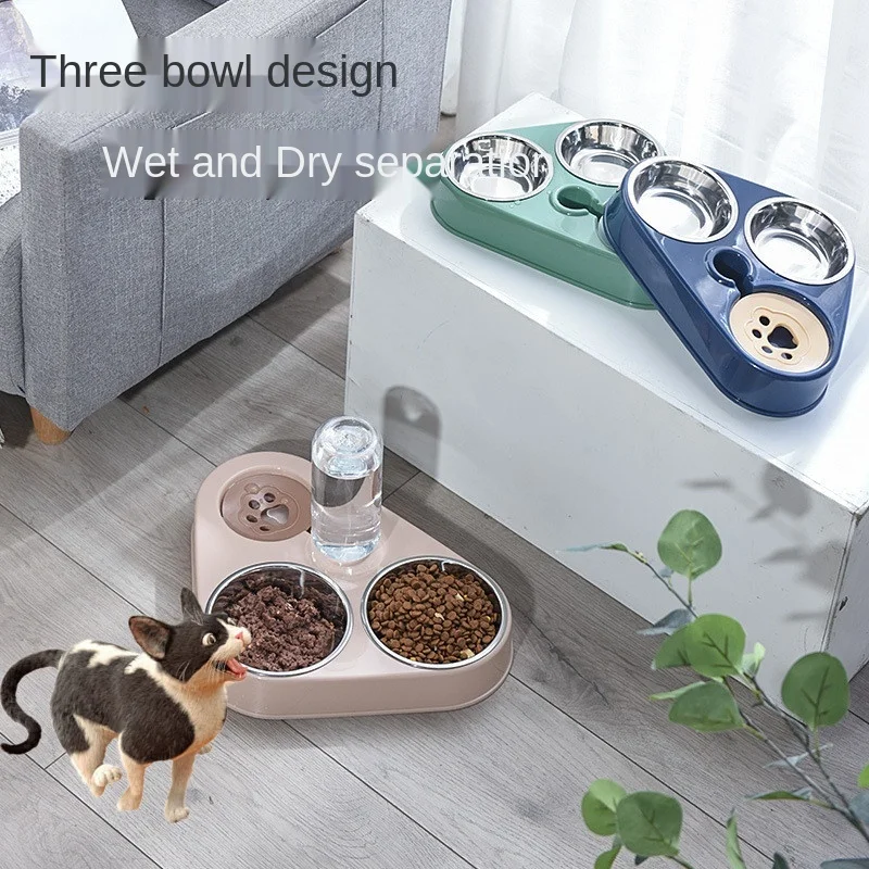 

3 in 1 Dog Feeder Bowl With Dog Water Bottle Cat Automatic Drinking Bowl Cat Food Bowl Pet Stainless Steel pet supplies