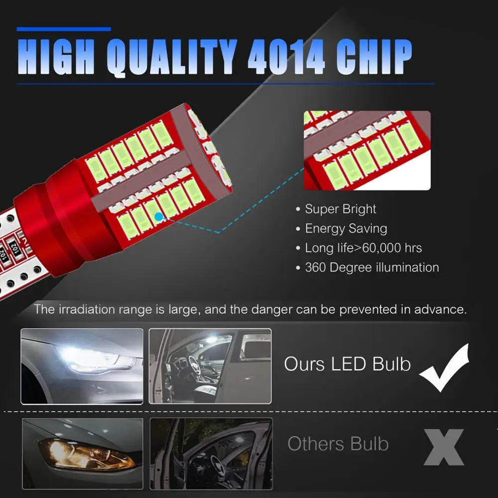 2x T10 W5W 168 194 Светодиодные лампы 57smd 4014 чипы для парковки города габаритная Лампа