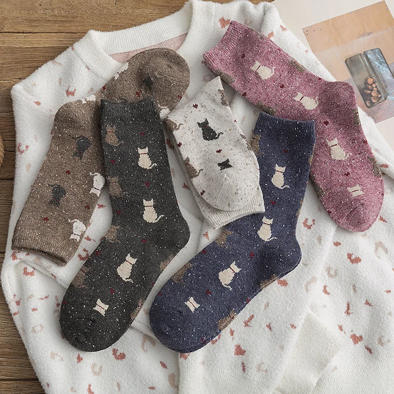 Креативные женские носки с героями мультфильмов новые зимние толстые принтом