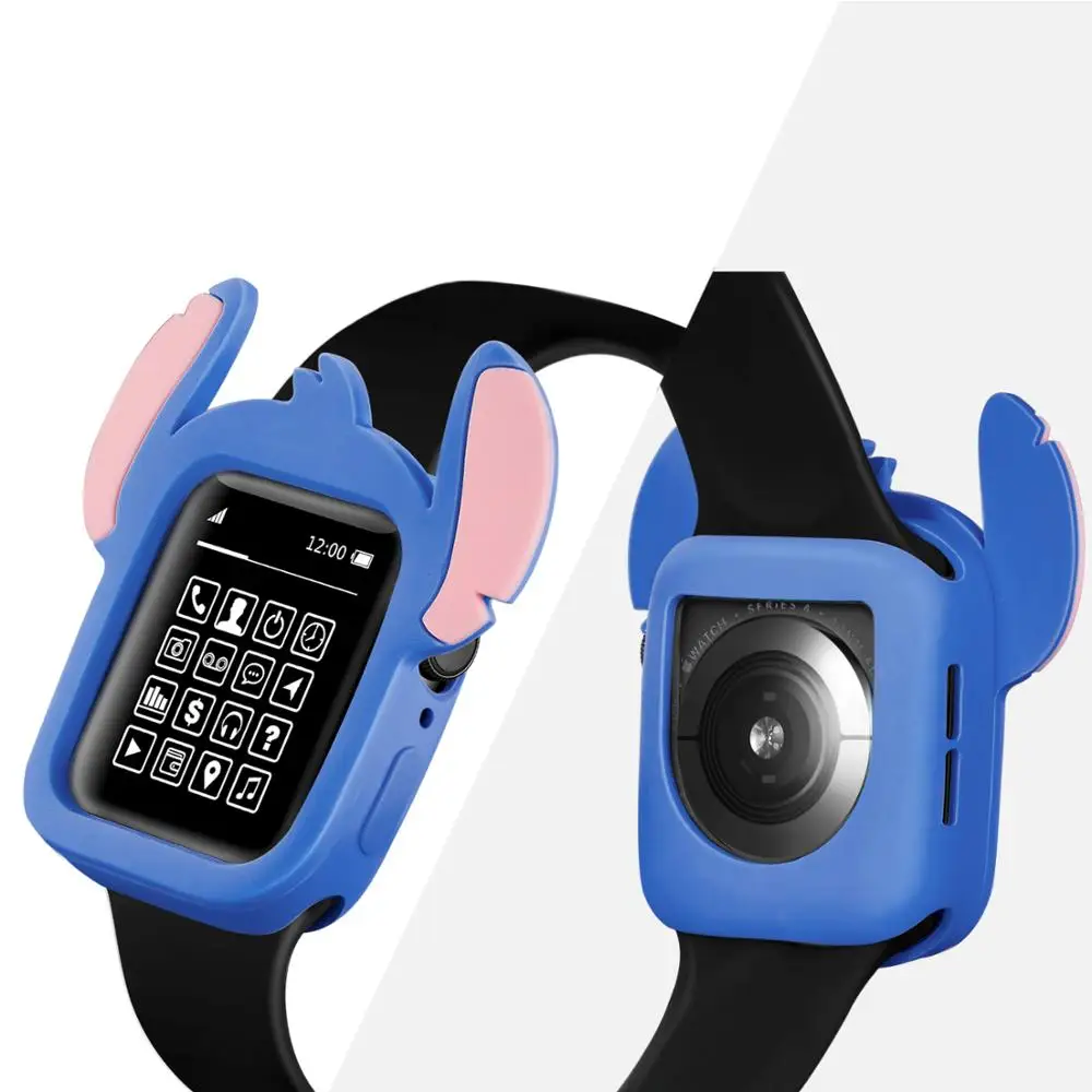 Чехол с милыми мультяшными часами для apple watch 4 5 мягкий силиконовый бампер 40 мм 44