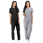 Качественные однотонные скрабы для кормления, женская униформа для ухода, эластичный клинический комплект для медсестры с V-образным вырезом, медицинская рабочая одежда для врача