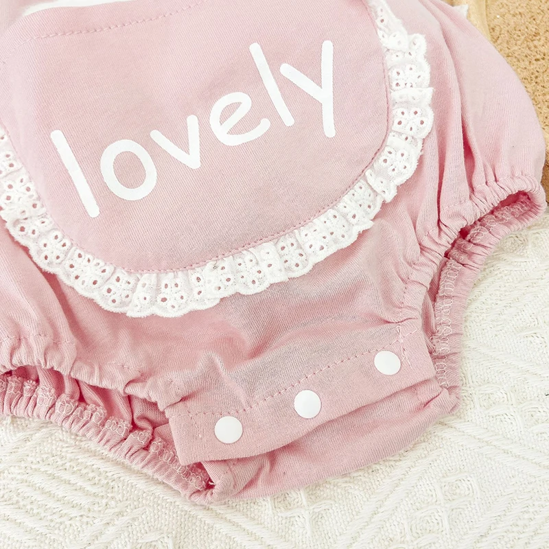 

Baby Girls Romper Summer Infant Sling Lace Princess Bunny Print Jumpsuits Toddle Lolita Style Cotton One-piece With Headband