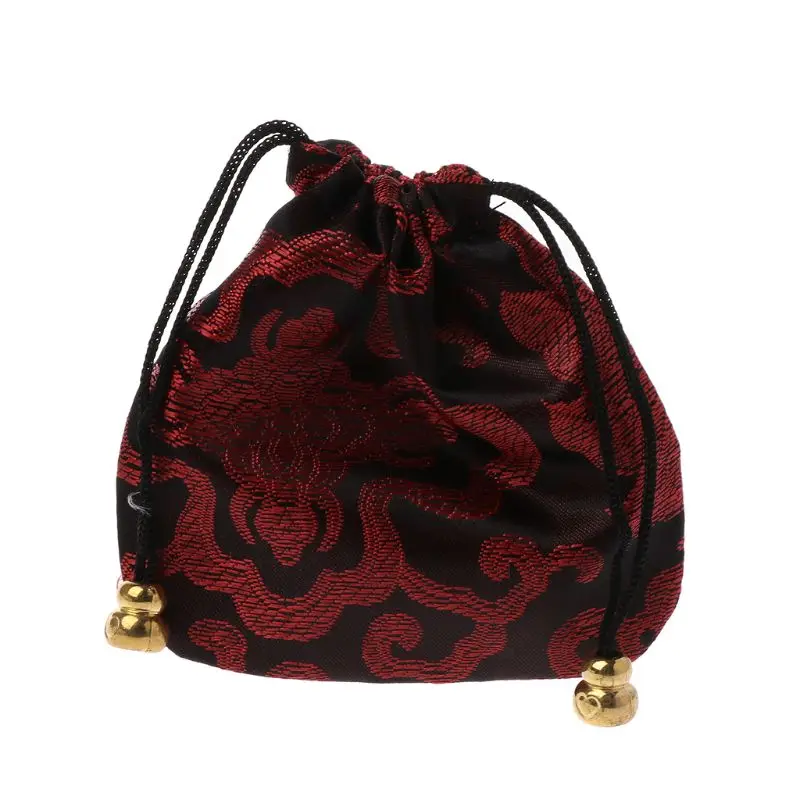 Black-Red Традиционный Шелковый дорожный мешочек, Классический китайский органайзер для ювелирных изделий с вышивкой - Цвет: Black-Red