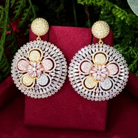 blachette new fashion luxury high quality geometric round flower earrings womens wedding party daily anniversary zircon jewelry
