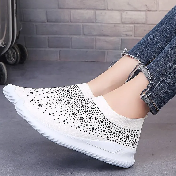

Sequin Shoes Women Black Cloth Shoes Old Beijing Sports Shoes Loafers Women's Shoes Spring and Autumn Socks Shoes Large Size 43
