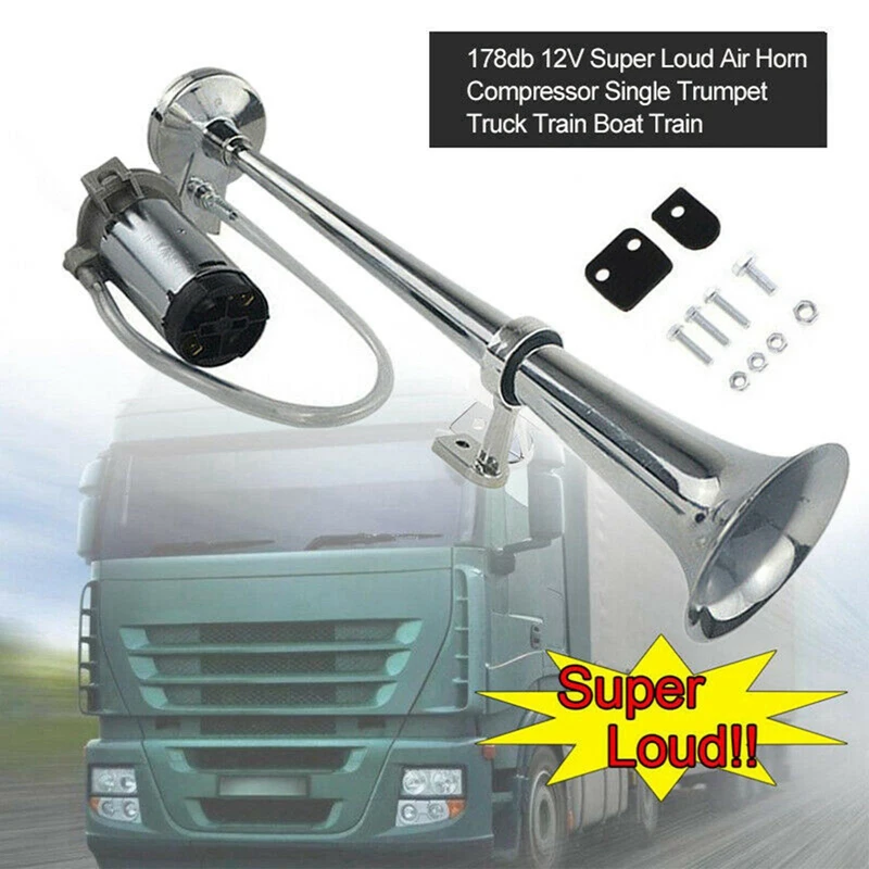 

Universal 178DB Car Horn Super Loud 12V Single Trumpet Air Horn Compressor for Car Truck Boat Train Horn Hooter Auto Accessories