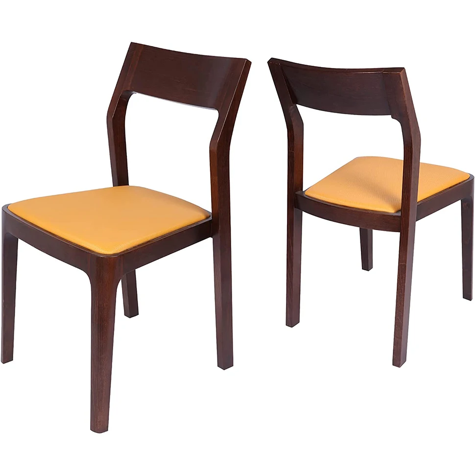 

Dining Chair Set of 2 Mid Century Leather and Wood Chair for Living Room Kitchen Bedroom, High-end Modern Armless Accent Chair