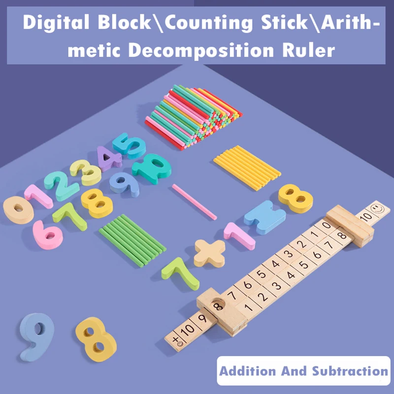 

Children Math Educational Toys Learn Addition And Subtraction Wooden Montessori Ruler Counting Sticks Teaching Aid Kids Math Toy