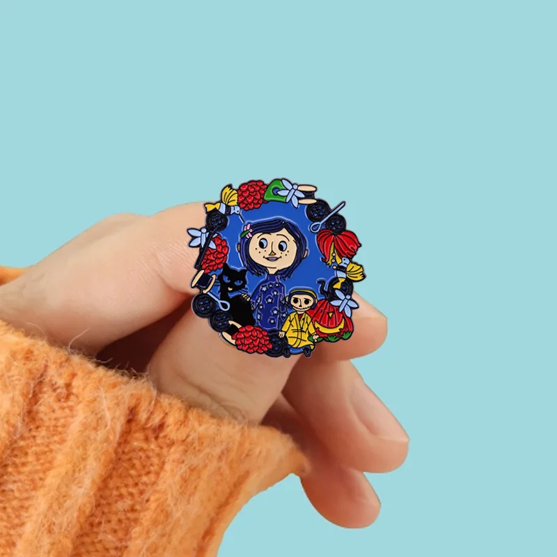 Милая эмалированная штифтовая булавка Coraline для девочек аниме Фанаты